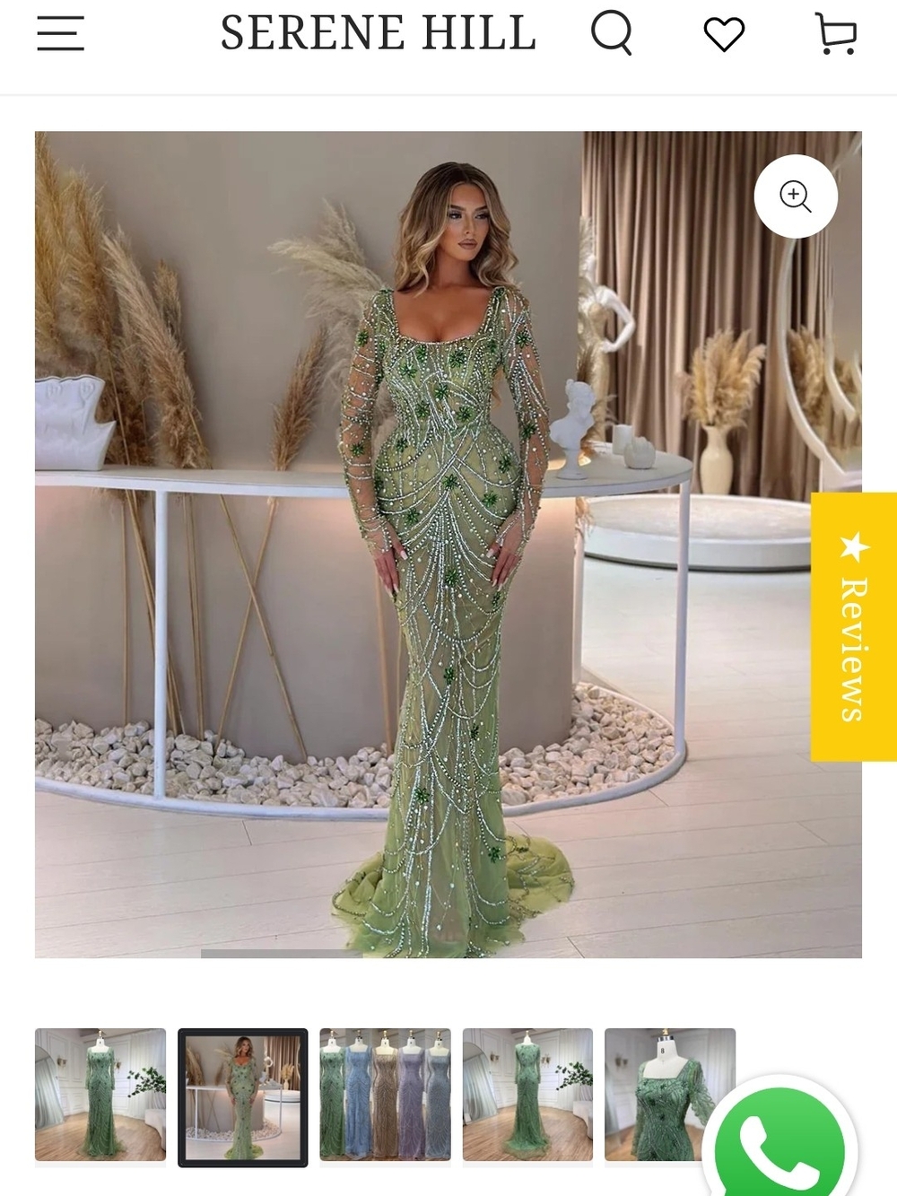 Elegant Beaded Green Evening Gown - Long Sleeve Formal Dress